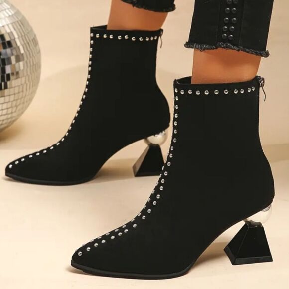 Ladies detailed heel boots sz 8 - Picture 4 of 6